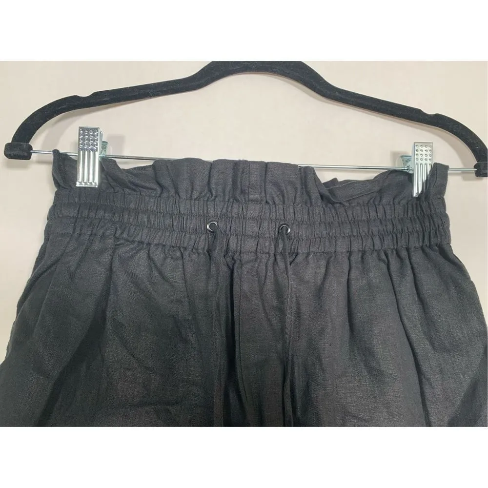 NWT Women’s All Saints Lily Linen Paperbag Shorts in Black Size 2 - Image 5