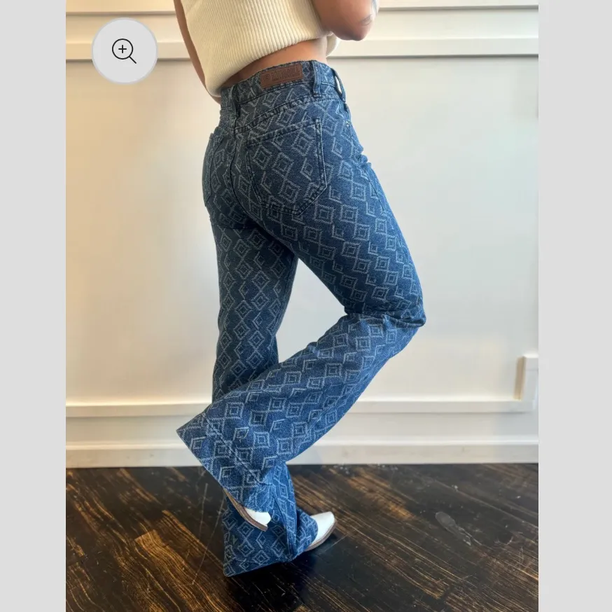 Rock & Roll Denim 24 X 30 High Rise Flare Trouser Jeans Aztec Western Boho USA Blue - Image 7
