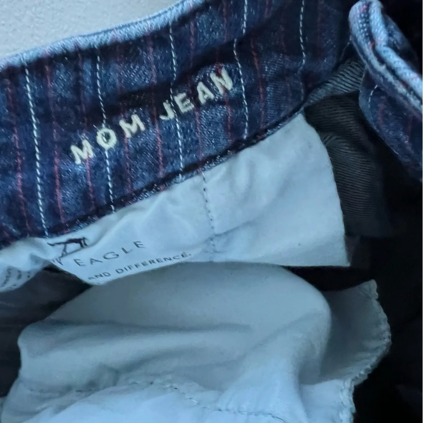 American Eagle Mom Jeans Button Ankle Stripe Denim 16 - Image 4