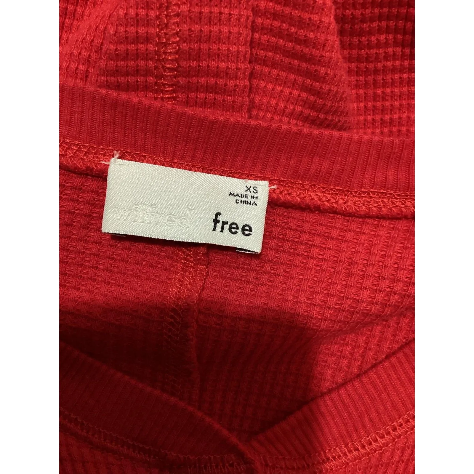 Wilfred Free Dress Womens XS Red Thermal Waffle Henley Long Sleeve Tunic Knit - Image 5