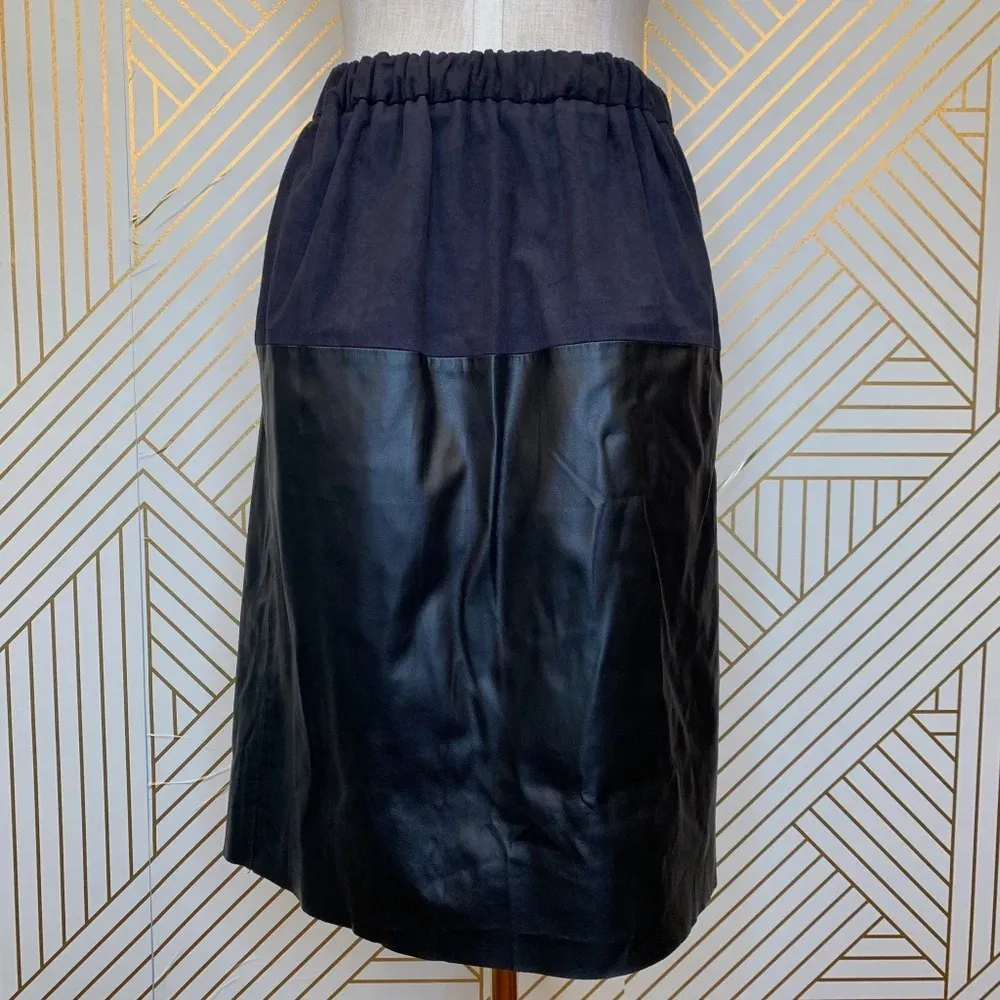 Zara Basic Black Faux Suede Leather‎ Pencil Skirt - Image 7