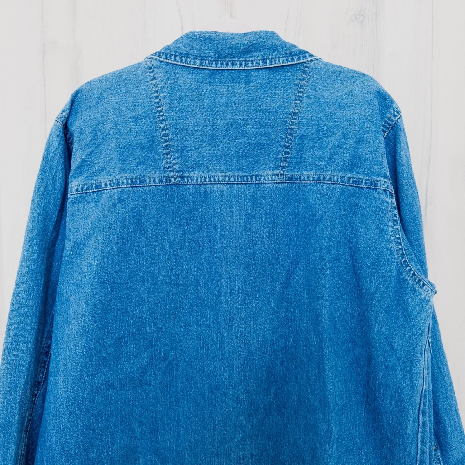 VTG Cabin Creek Denim Barn Jacket Size L Flannel Lined Button Front Americana - Image 6