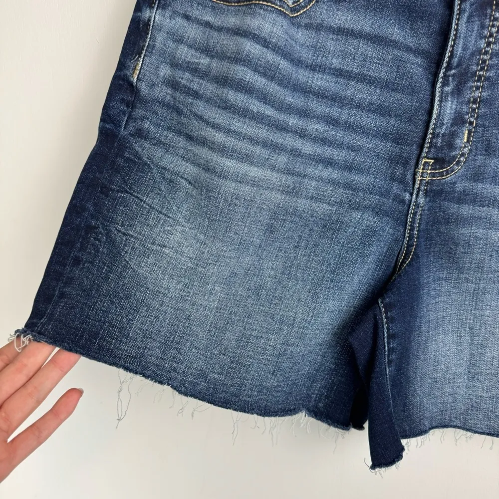 BKE Womens High Rise Shorts Sz 31 Dark Wash Raw Hem - Image 5