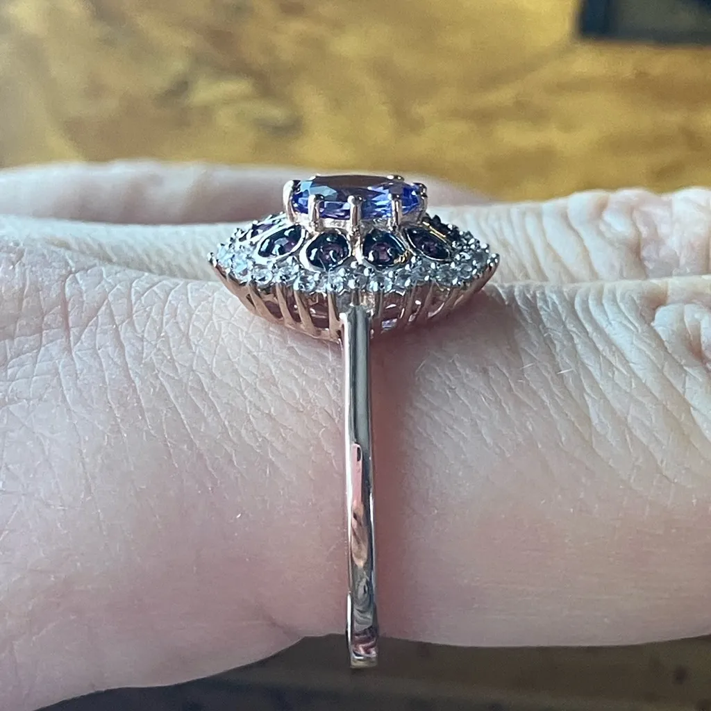 Natural Tanzanite Pink Sapphire Sterling Silver Ring Size 9 Purple - Image 3