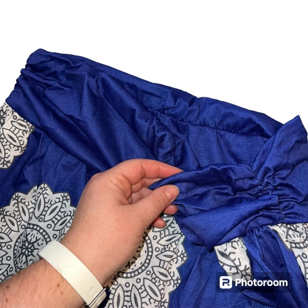 Boutique Womens Harem Pants Bohemian Lightweight Blue White Geo Print XXL Size undefined - Image 3