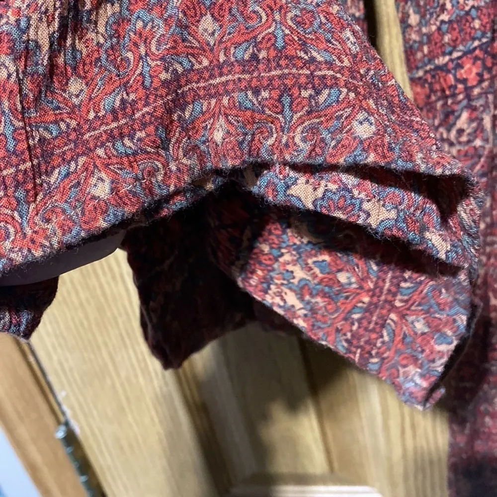 AMERICAN EAGLE Beaded Rust 100% Viscose Boho Print Pocket Jumpsuit​​ - Image 10