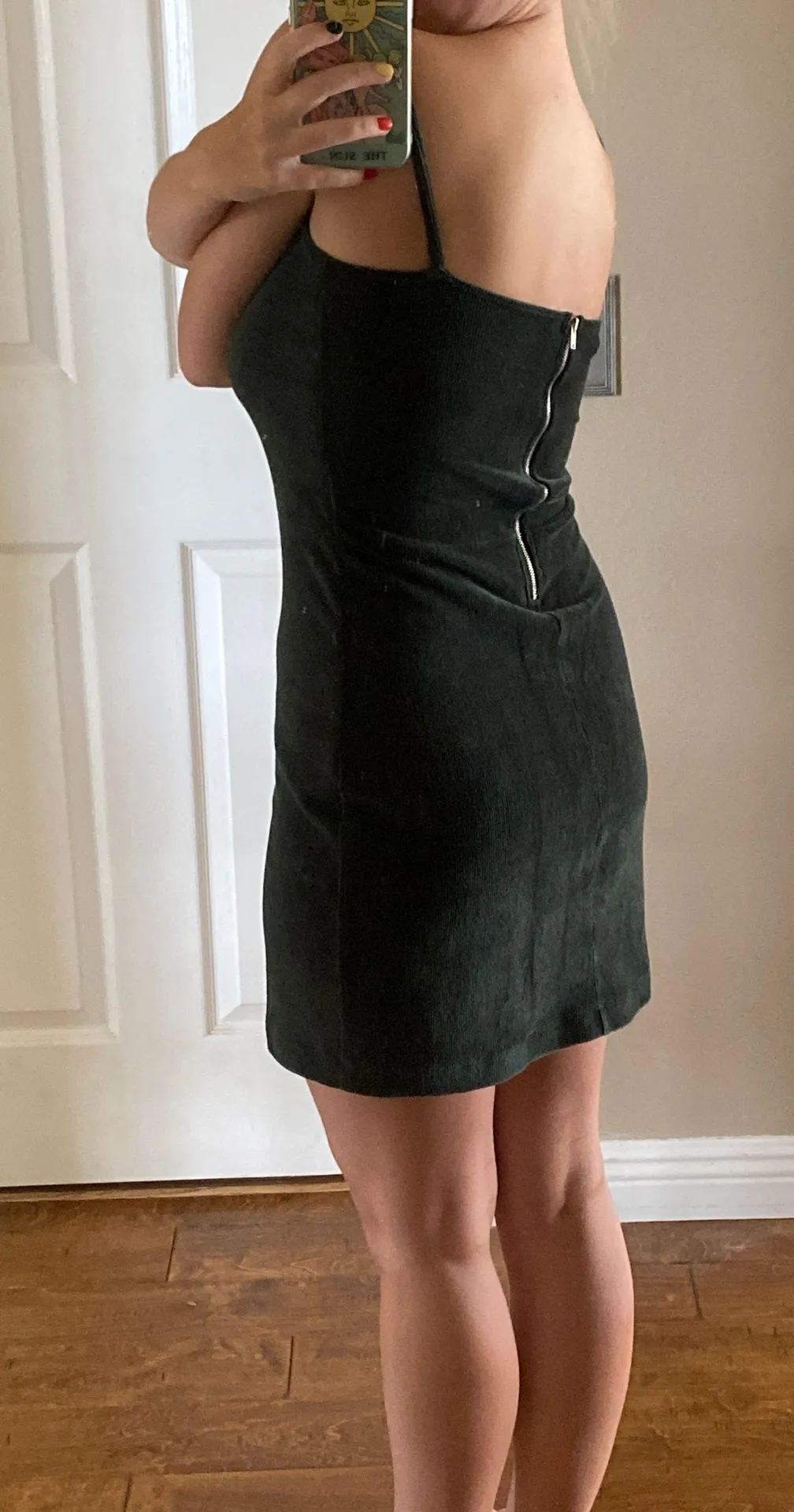 Mini Green Corduroy Dress - Image 2