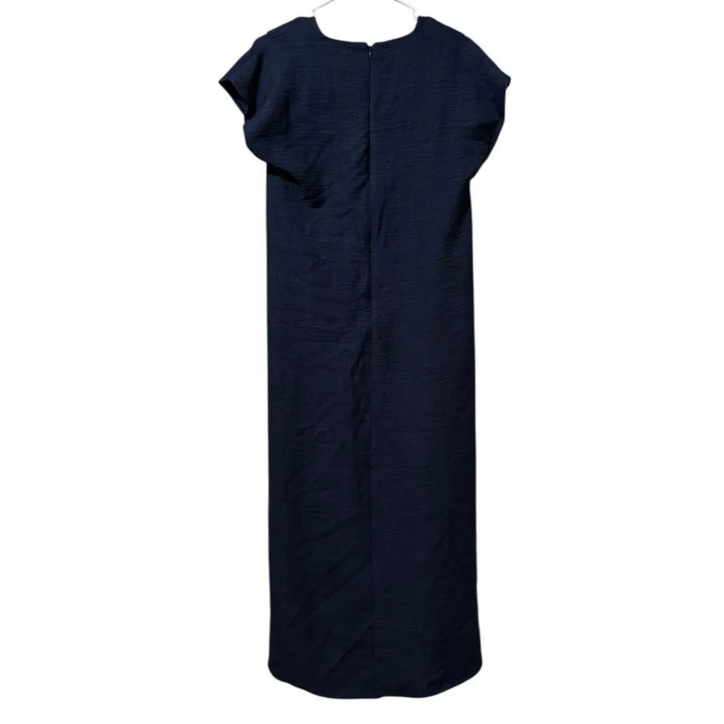 Calvin Klein Women Size 4 Midi Sheath Dress Short Sleeve  Zipper Tie Career City - Image 2