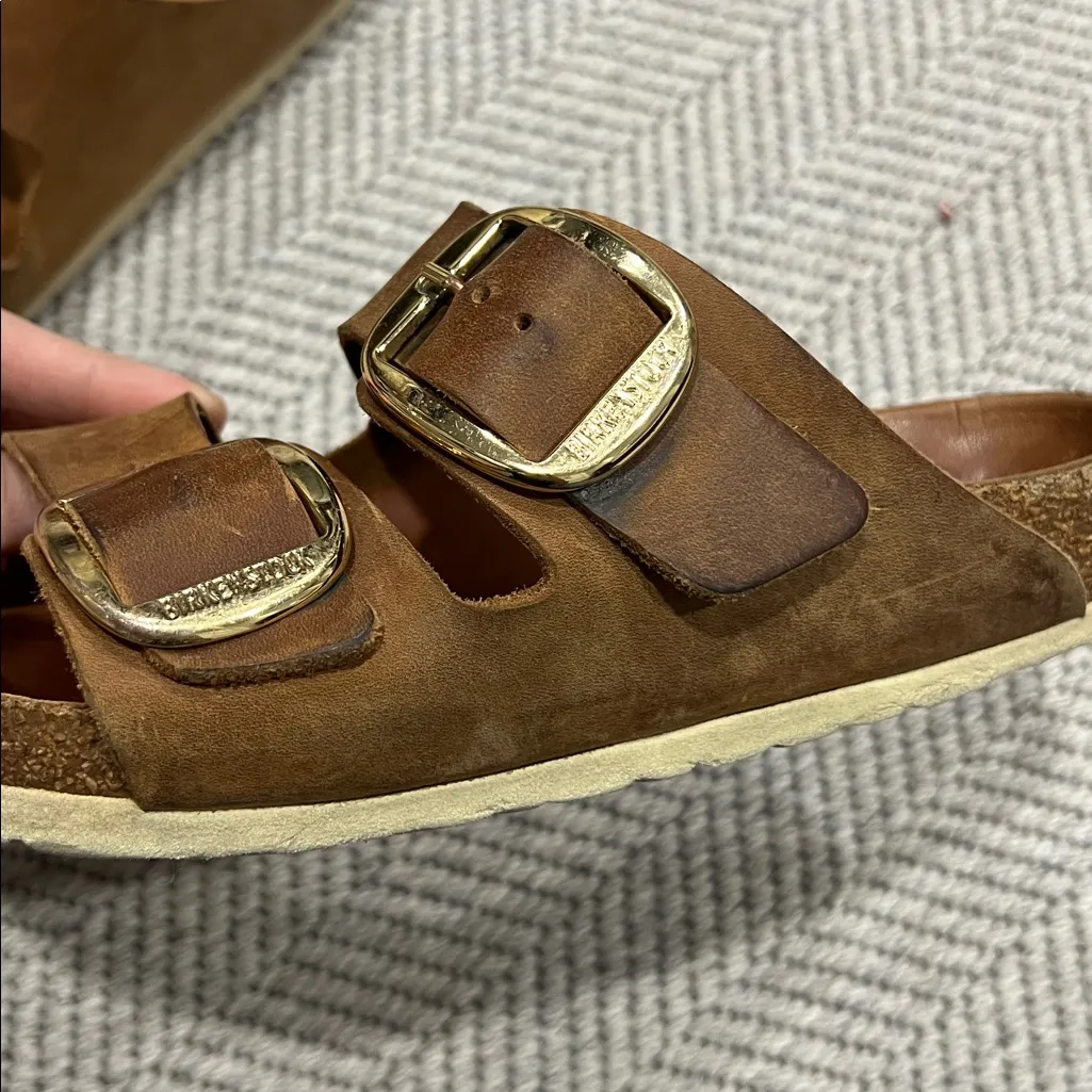 Birkenstock Arizona Sandals with Gold buckle - Image 3