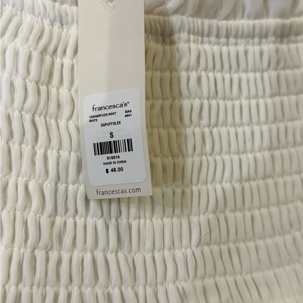 Francesca's Babydoll White Floral Embroidered Top - Image 2