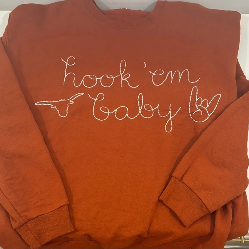 Hook 'Em Baby Burnt Orange Sweatshirt Size M - Image 7