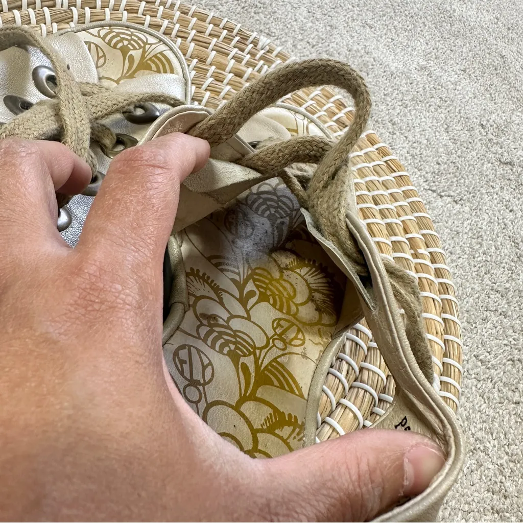 Fly London Women’s Ylva Lace Up Slingback Metallic Sandals Wedge Heel 39/US 8.5 - Image 15