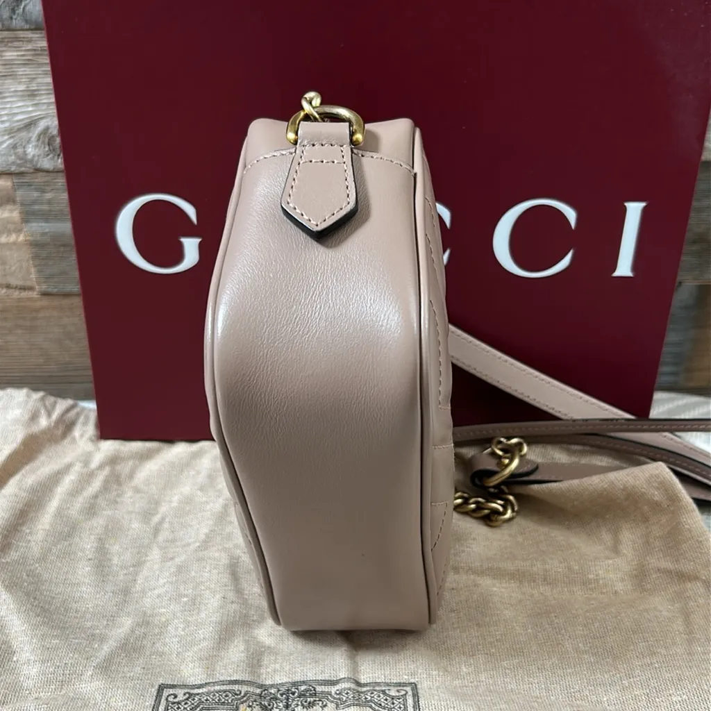 Gucci GG Marmont Mini Shoulder Bag Dusty Pink Gold Hardware # 448065DTD1T5729 - Image 6