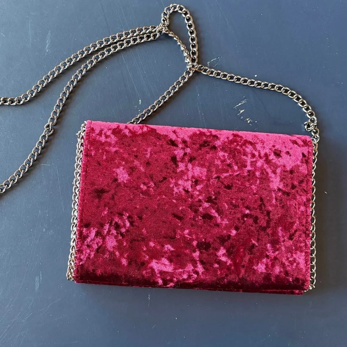 Burgundy Velvet Bag Gothic Gunmetal Silver Chain Crossbody Chelsea28 Nordstrom - Image 5