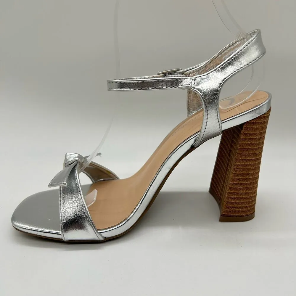 Journee Collection Sandals Womens 7 Silver Dianne Heeled Open Toe Sandals‎ NEW - Image 2