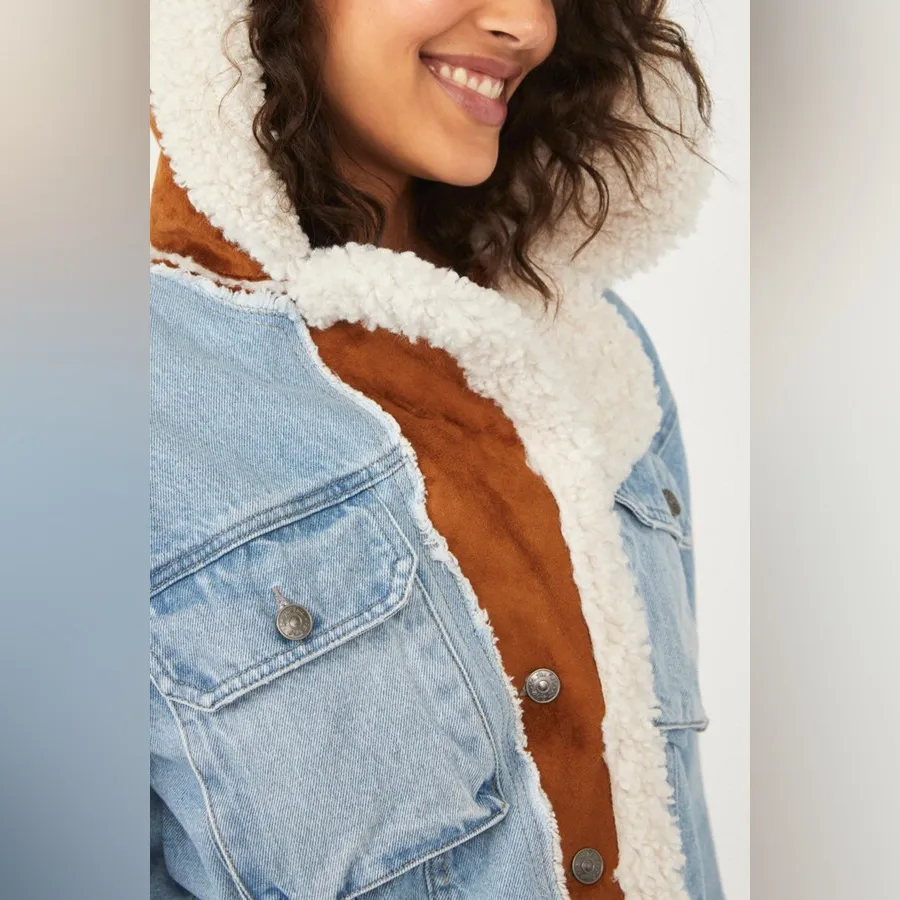 Free People We The Free Perry Hooded Denim Jacket $148 MSRP - Image 6