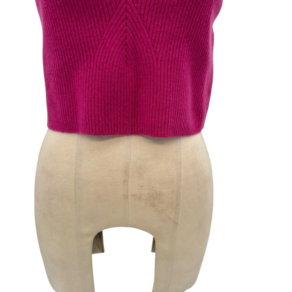 J. Crew Cashmere-Blend Cropped‎ Sweater-Tank Icy Rose Pink Size XXL - Image 6