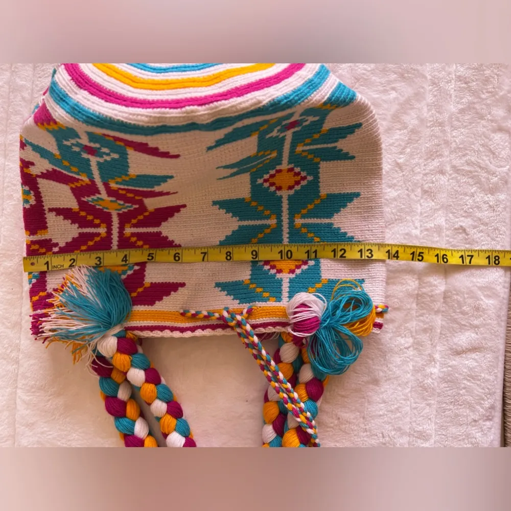 Indigenous Colombian Wayuu Mochila Bag 4 colors bohemian boho artesanal knitting Pink - Image 10