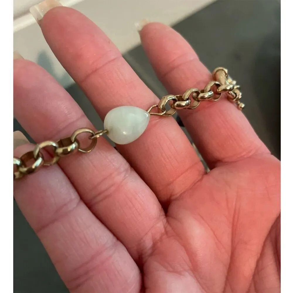 Nordstrom Elegant Gold Chain Bracelet with Lapis and Moonstone Teardrop Stones - Image 4