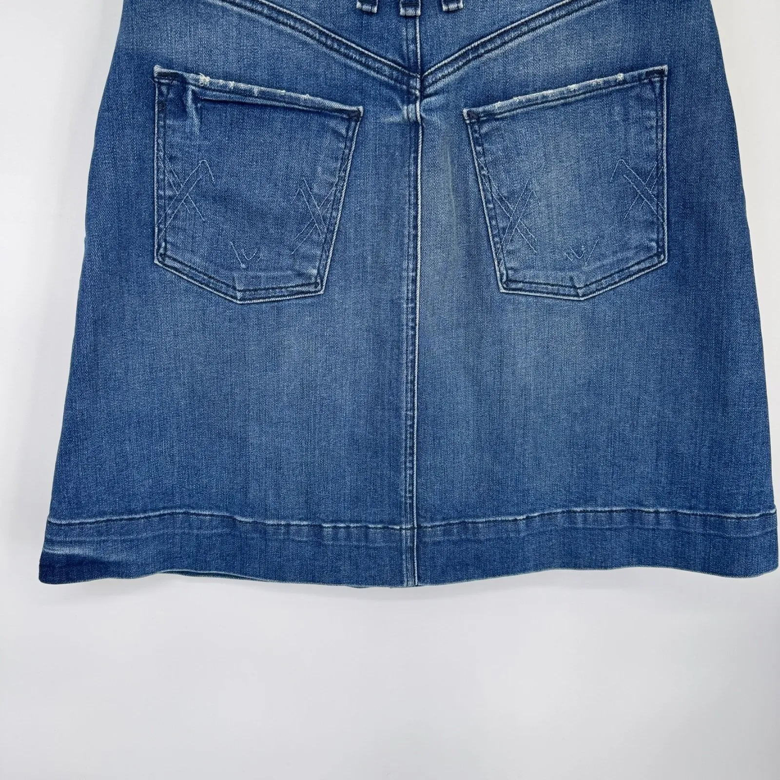mcguire denim Blue Jean Button Front Skirt Womens 28 Denim Distressed Pockets - Image 8