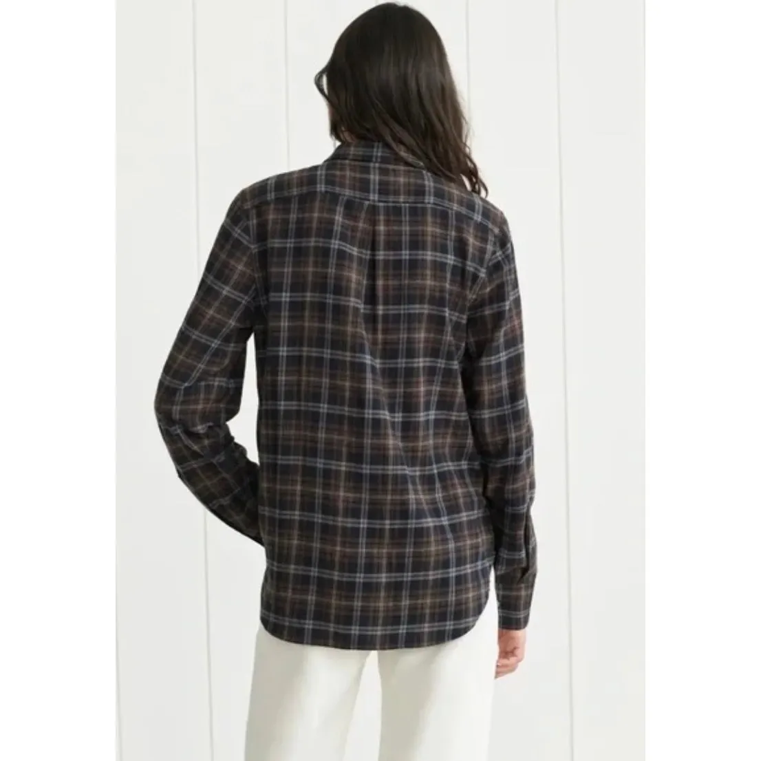 Jenni Kayne Classic Plaid Flannel Shirt Brown and Black Cotton - Image 7
