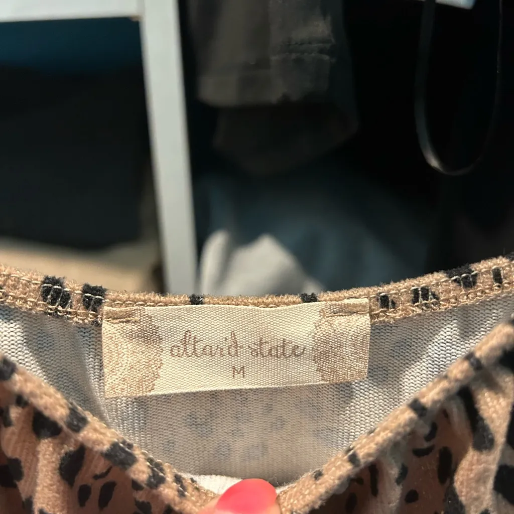 Altar'd State Tan and Black Spotted Blouse - Image 3