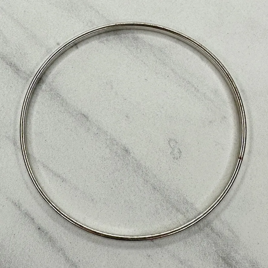 Skinny Silver Tone Minimalist Bangle Bracelet Stacking ✨ - Image 3