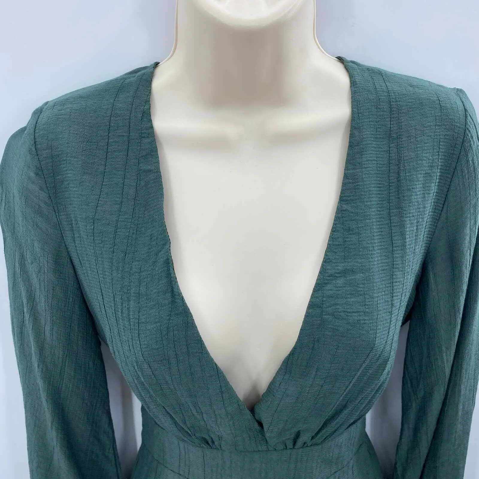 Angel Biba Forest Fairy Mini Dress Womens XS Emerald Green Polyester Tie Waist - Image 4