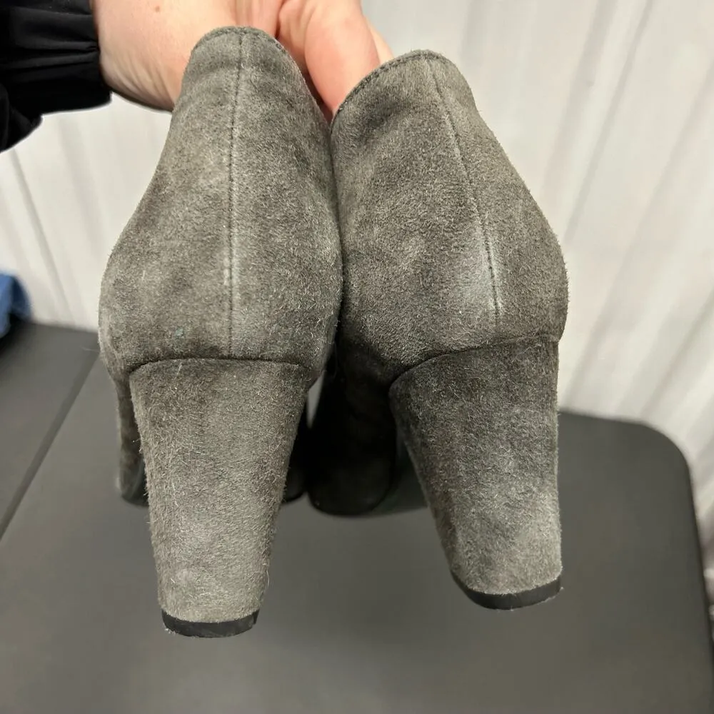 Lola Cruz Suede Leather Pointed Toe Heeled Ankle Booties EU 40 US 9 Gray - Image 4