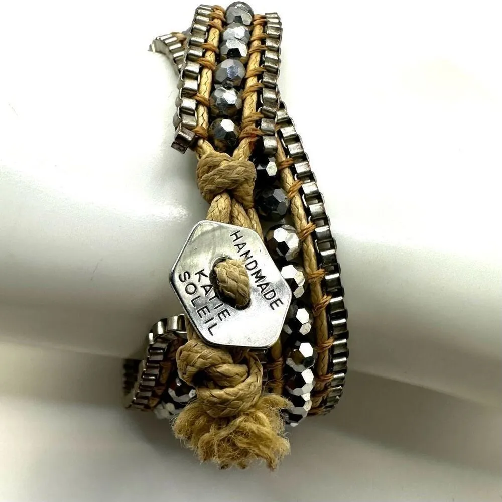 Katie Soleil beaded wrap silver bracelet - Image 2
