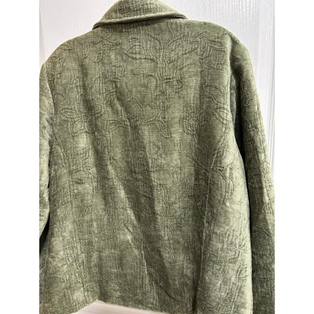 NWT Susan Graver QVC Olive Green Embossed Full-Zip Jacket L - Image 7