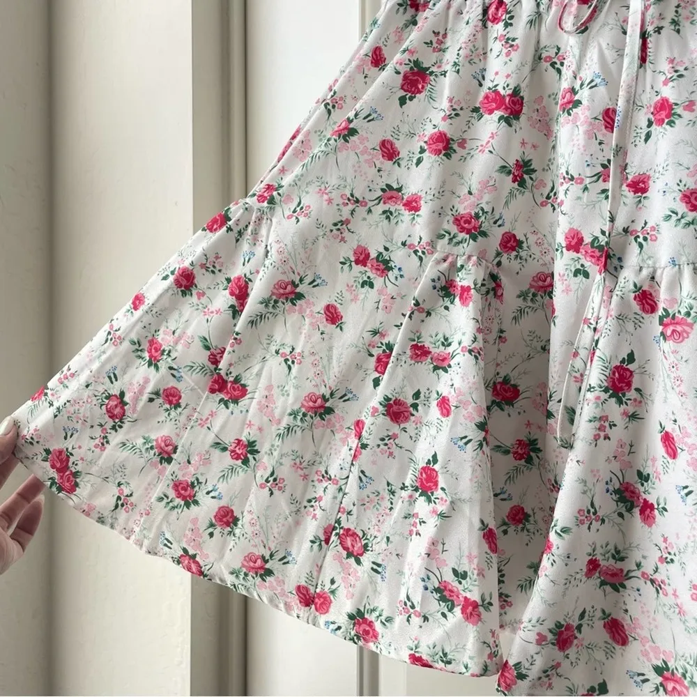 Lulus Lulu’s White Floral Tiered Mini Skirt Cute Factor NWOT Medium - Image 39