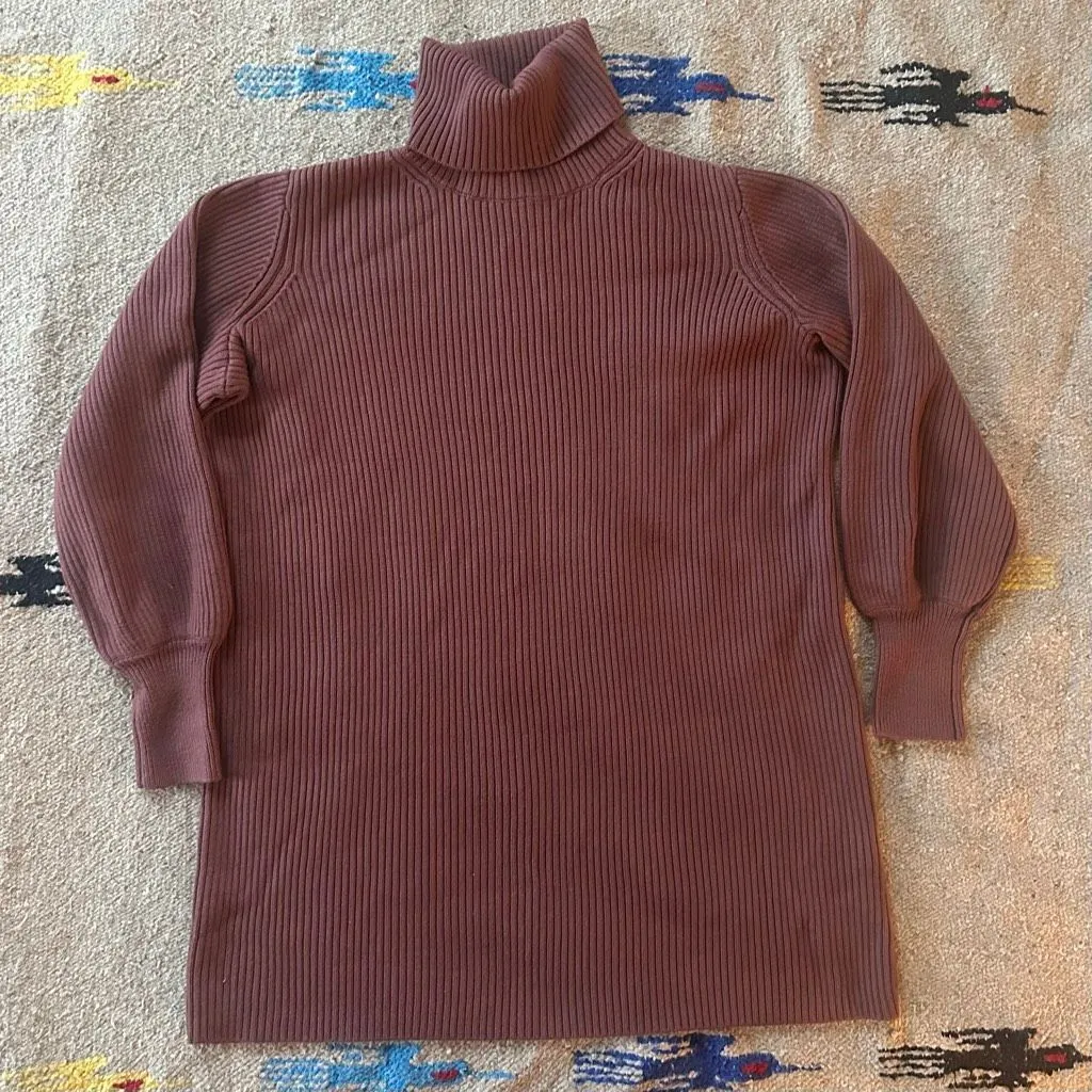 Aritzia Wilfred Rebecca 100% Merino Wool Turtleneck Sweater Dress in Mauve Size - Image 2