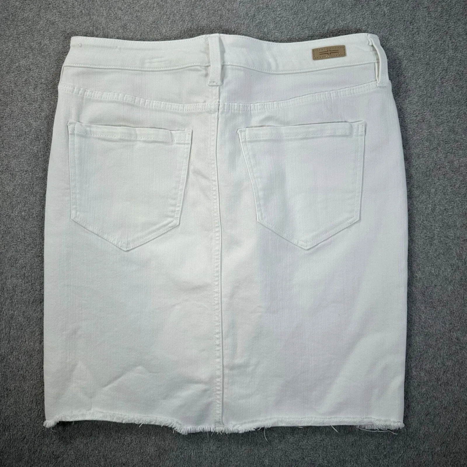 Liverpool Los Angeles Cut Off White Jean Denim Pencil Midi Skirt Women's 4/27 - Image 7