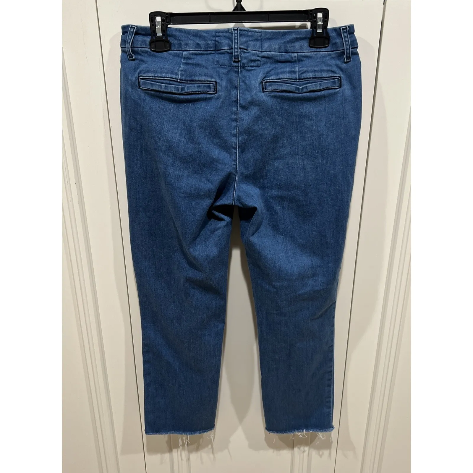 Frank & Eileen Wicklow Cropped Denim Jeans Frayed Hem Blue Stetch Comfy Basic - Image 2