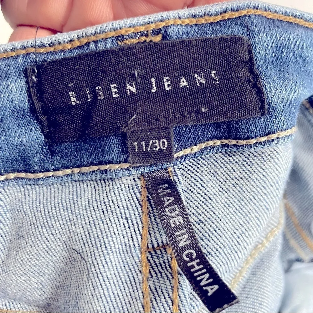 Risen Jeans Womens Straight Leg Distressed Raw Hem High Rise Stretch 11/30 Blue Size undefined - Image 13