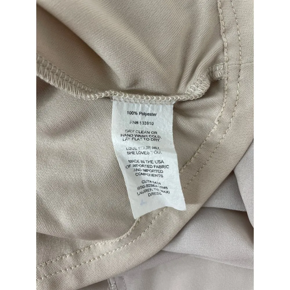 Show Me Your MuMu Lauren Tie Maxi Dress Soft Beige Chiffon Bridesmaid Size M - Image 9