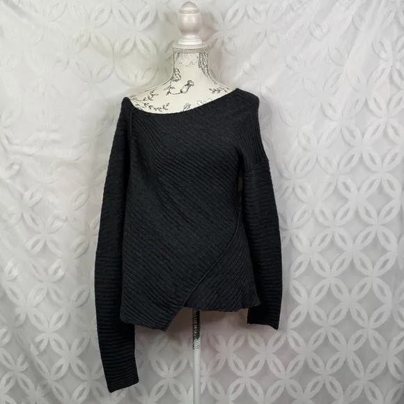 Free People Love and Harmony Gray Ribbed Knit Sweater Size S‎ - Image 10