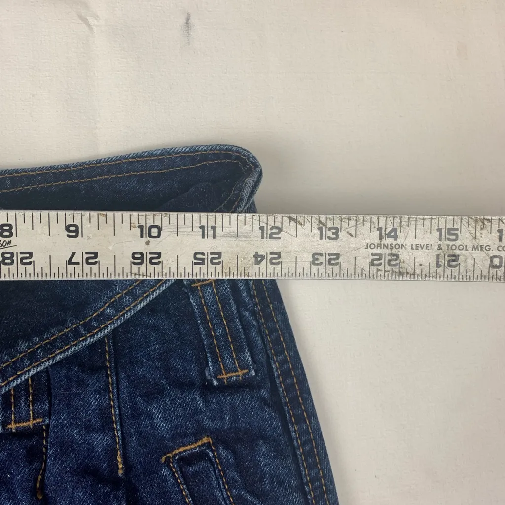 Jordache size 7 24 vintage acid wash Dark Blue Denim Skirt pencil retro 90s fold - Image 6
