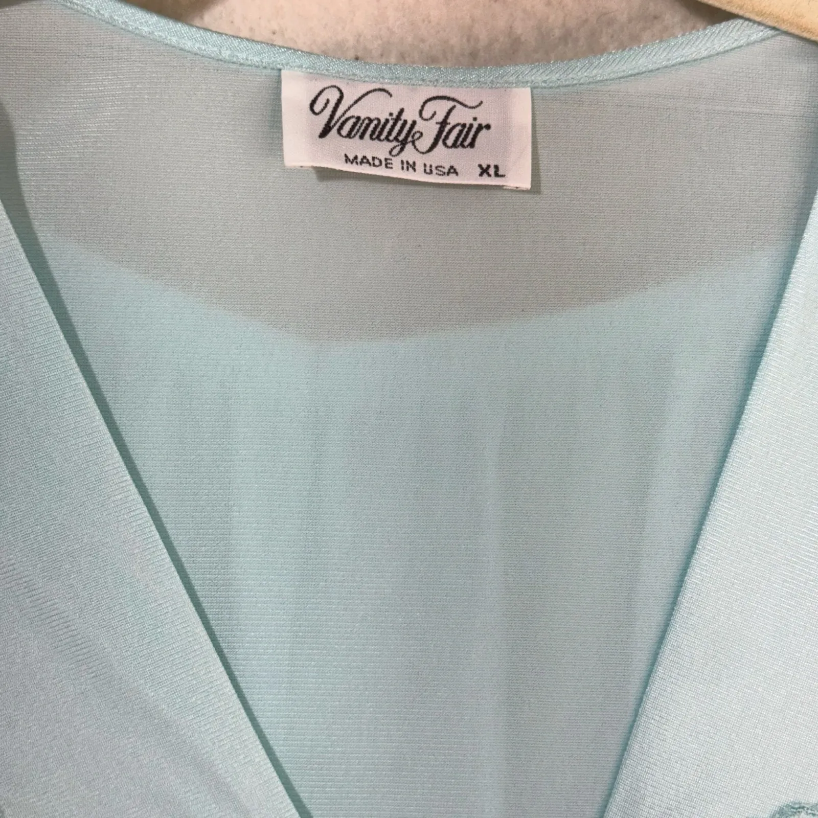 Vanity Fair Azure Mist Blue Silky Satin Nylon PJ Pajama Set Size X-Large XL VTG - Image 4