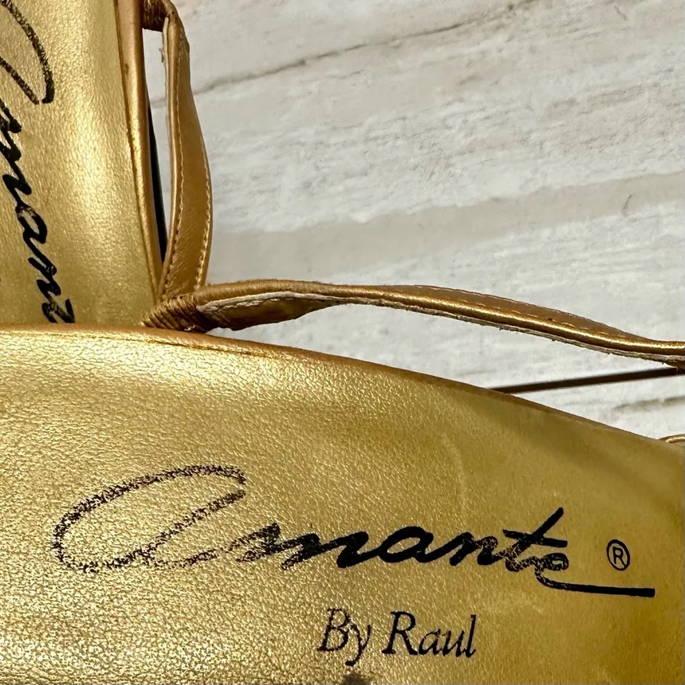 Amante By Raul Womens Sz 10B Gold Sparkling Bejeweled Mule Heels Glamorous Party - Image 3