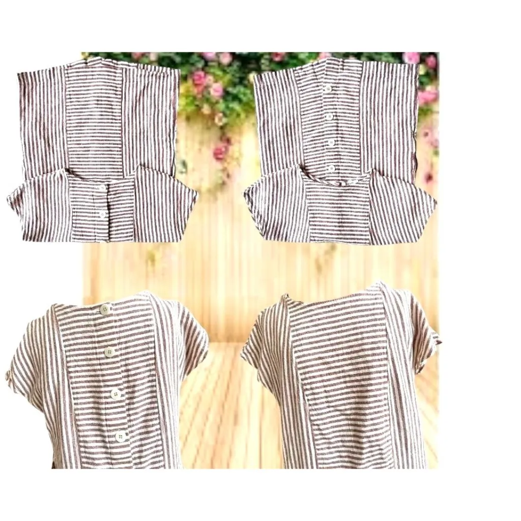 Madewell Striped Button Back Dress XS Extra Small Linen Blend Pockets Casual - Image 5