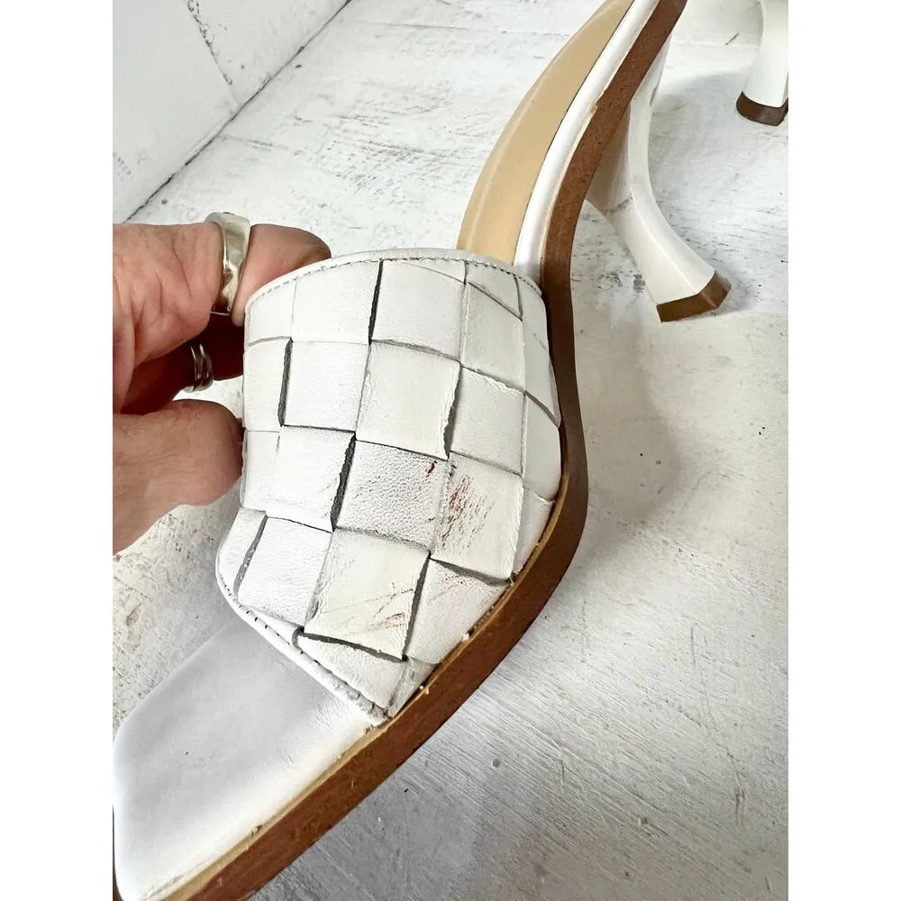 Tony Bianco Olivia Woven Sheep Nappa Leather Heeled Mule Sandals White Women 6.5 - Image 4