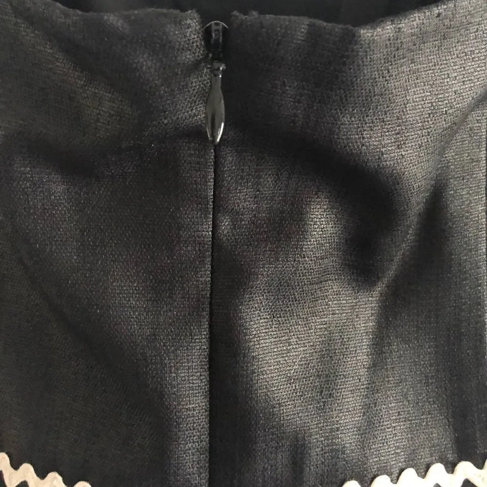 SHOSHANA Ric Rac Black Strapless Cocktail Dress Embroidery Accent Design Size 8 - Image 7