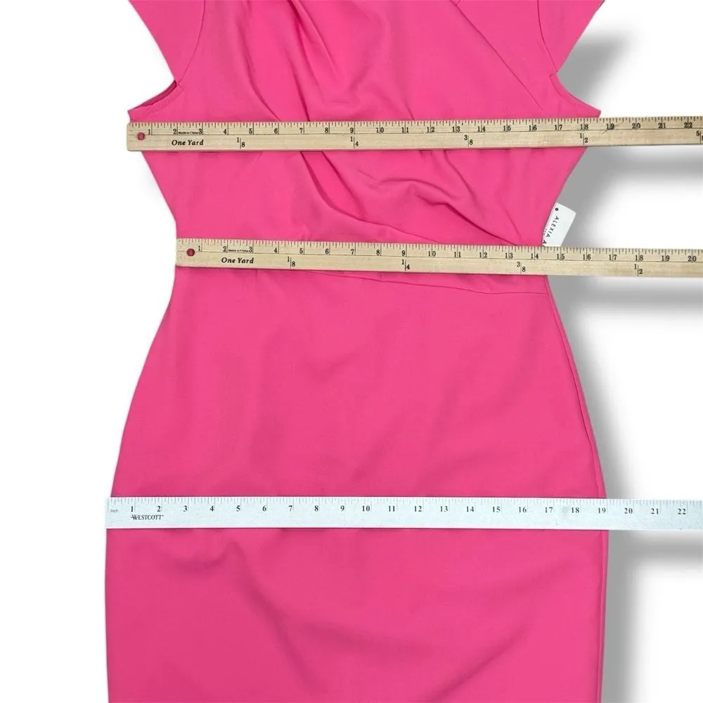 Alexia Admor Daisy Ruched Drape Surplice Sheath Dress Hot Pink 10 Cap Sleeve - Image 13