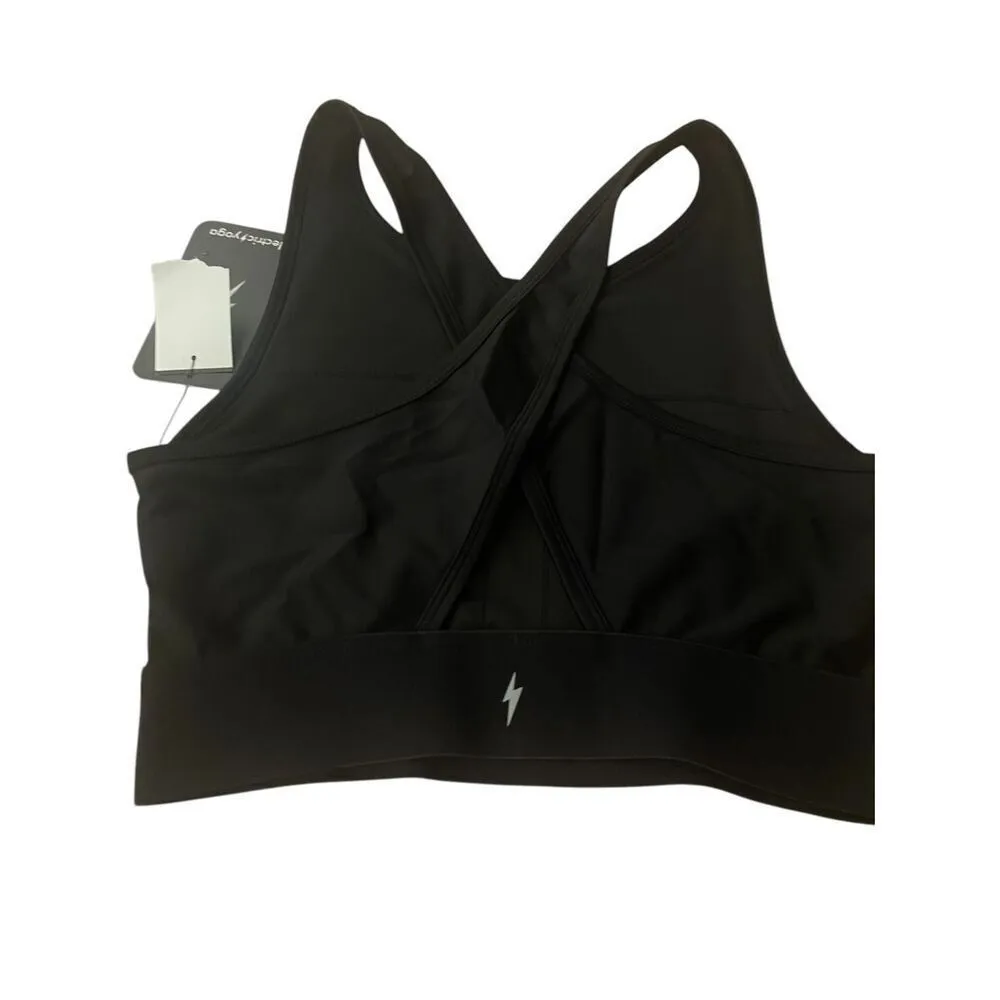 NWT Electric Yoga Bolt Criss Cross Sports Bra Black Size M - Image 5