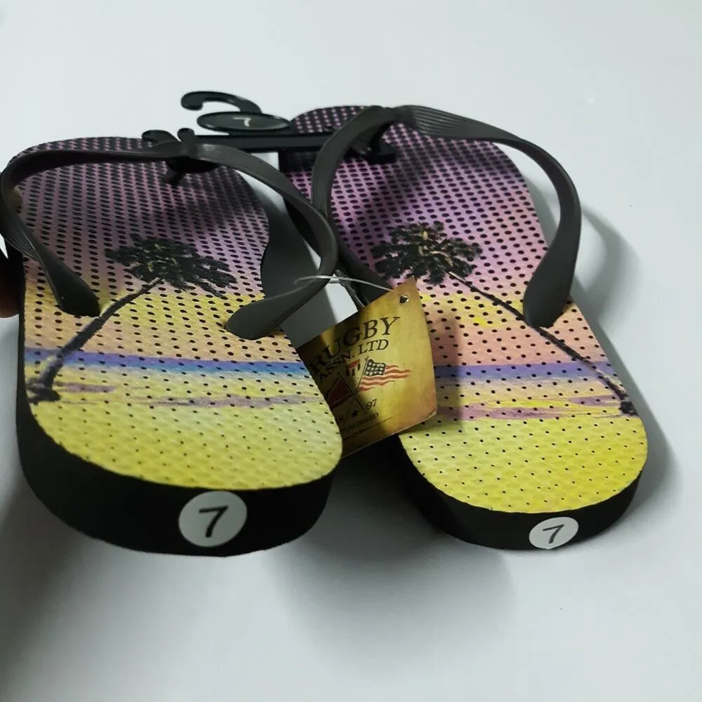 Rugby Assn. Flip Flops Women's Size 7 Thong Sandals Shoes Casual Summer Flats Pink - Image 3