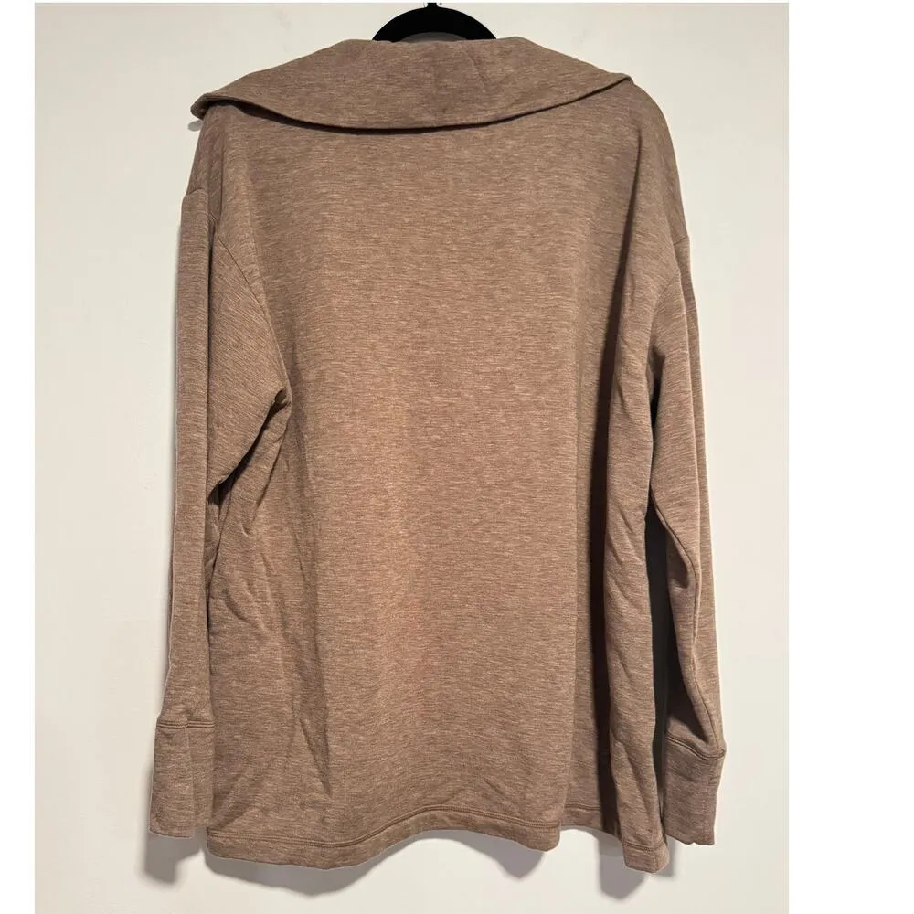 Haven Well Within L Tan Collared Pullover Top Long Sleeve TENCEL Blend Shirt Size L - Image 2