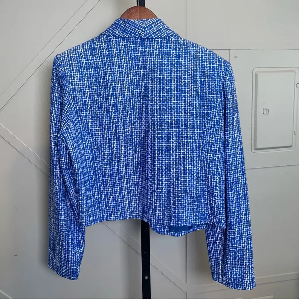 Vintage Doncaster Silk Blue Tweed Women's Jacket Size 12 - Image 2