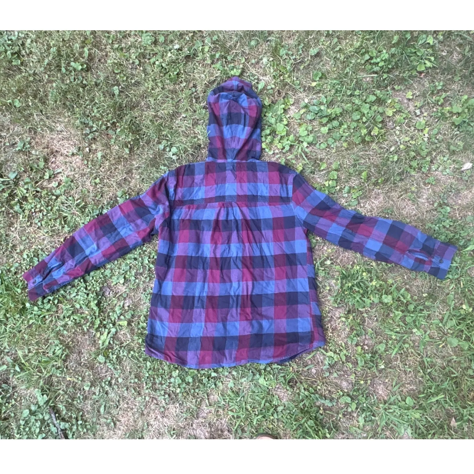 Eddie Bauer  Womens Flannel Shirt Jacket Button Up Hooded Plaid Medium Fall Basic - Image 4